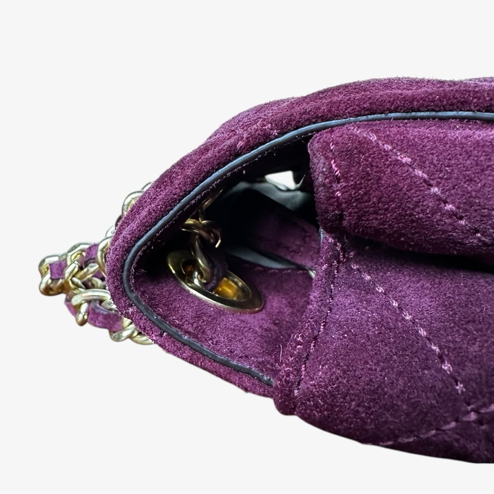 Michael Kors Quilted Plum Suede Shoulder Bag with Gold Chain - Picture 7 of 16
